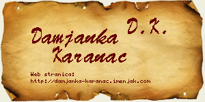 Damjanka Karanac vizit kartica